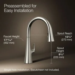 Touchless pull-down kitchen sink faucet with three-function sprayhead^Kohler