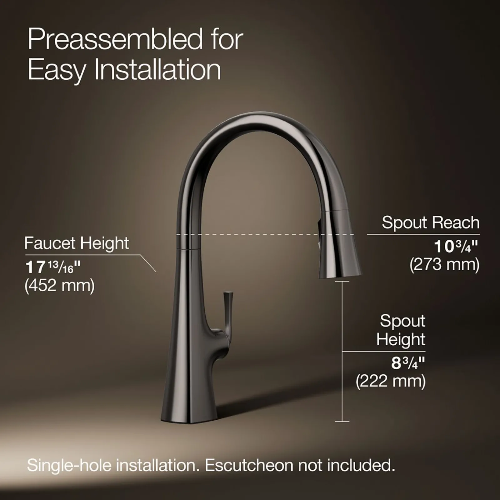 Touchless pull-down kitchen sink faucet with three-function sprayhead^Kohler