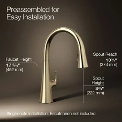 Touchless pull-down kitchen sink faucet with three-function sprayhead^Kohler