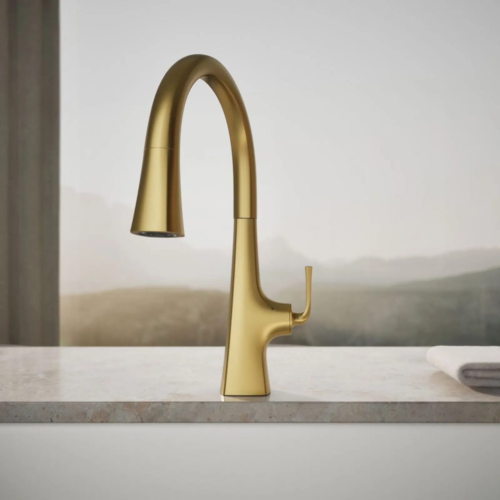 Touchless pull-down kitchen sink faucet with three-function sprayhead^Kohler