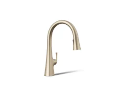 Touchless pull-down kitchen sink faucet with three-function sprayhead^Kohler