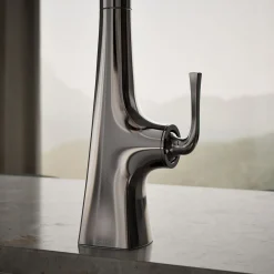 Touchless pull-down kitchen sink faucet with three-function sprayhead^Kohler