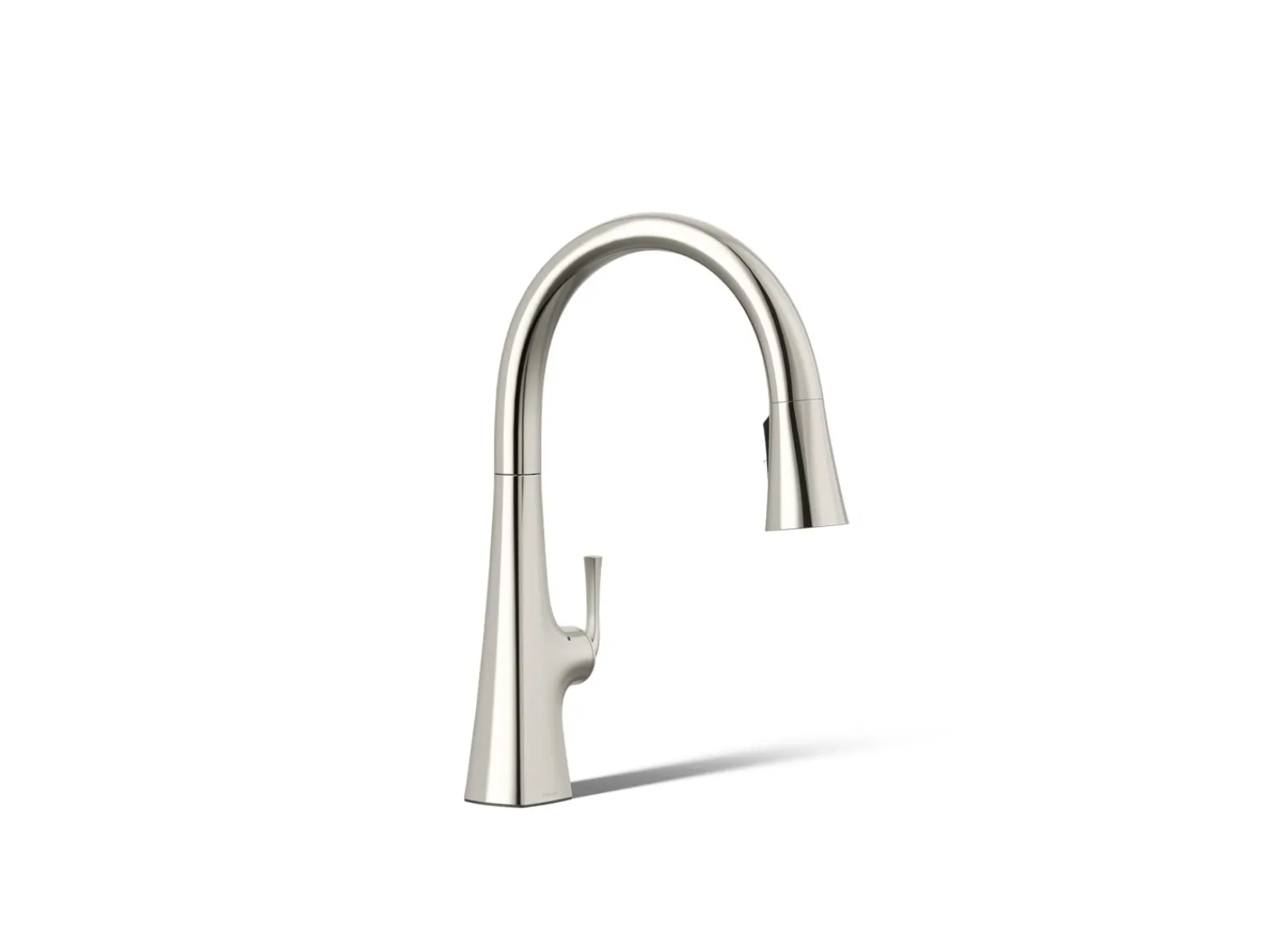 Touchless pull-down kitchen sink faucet with three-function sprayhead^Kohler