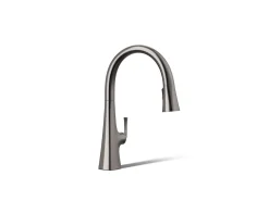 Touchless pull-down kitchen sink faucet with three-function sprayhead^Kohler