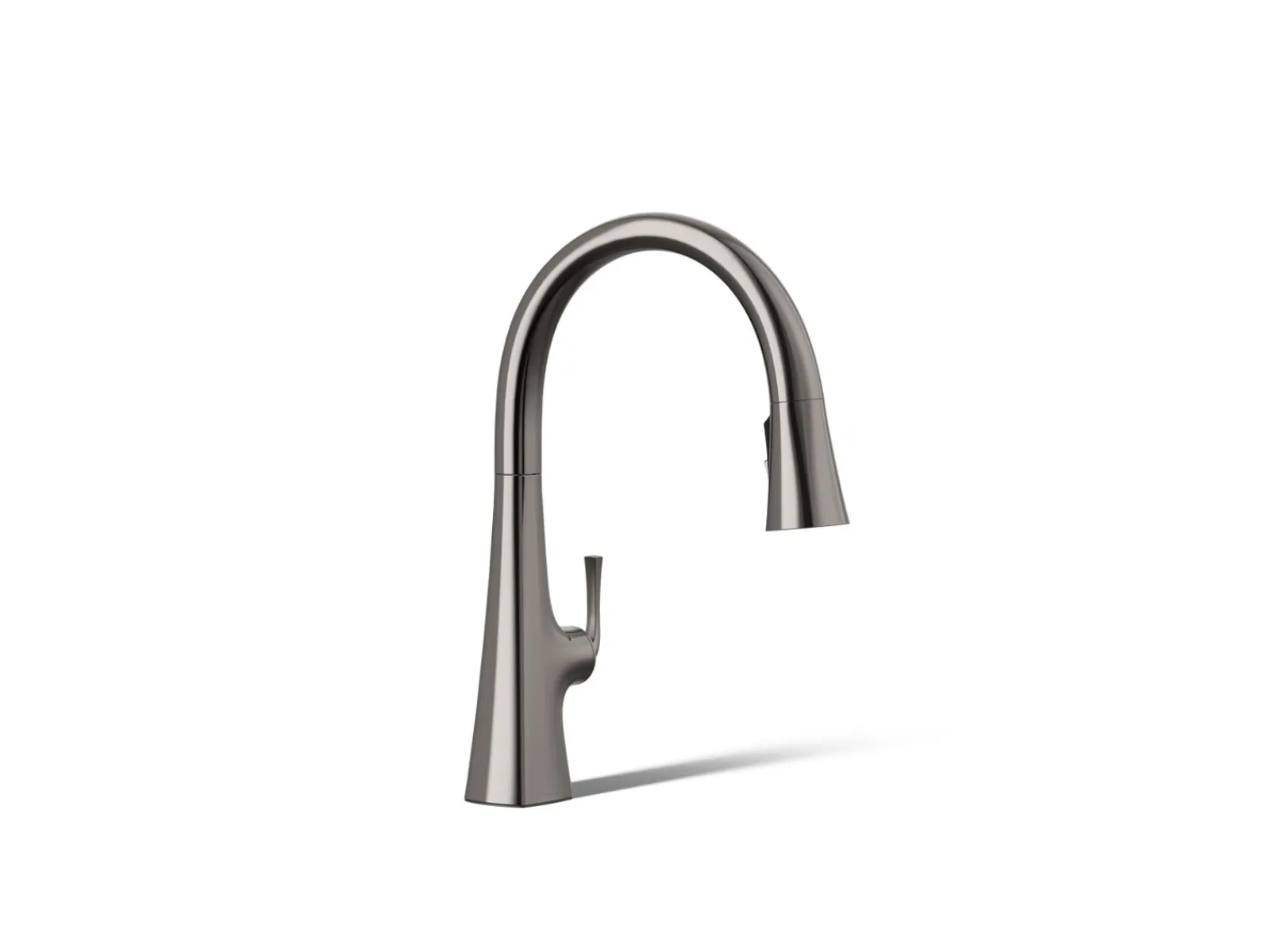 Touchless pull-down kitchen sink faucet with three-function sprayhead^Kohler