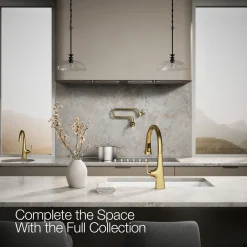Touchless pull-down kitchen sink faucet with three-function sprayhead^Kohler