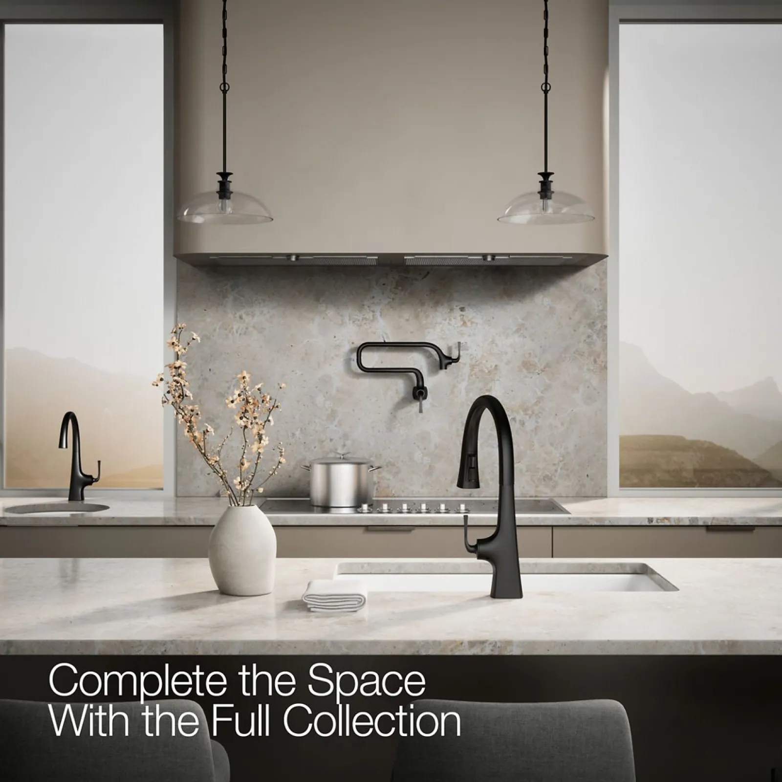 Touchless pull-down kitchen sink faucet with three-function sprayhead^Kohler