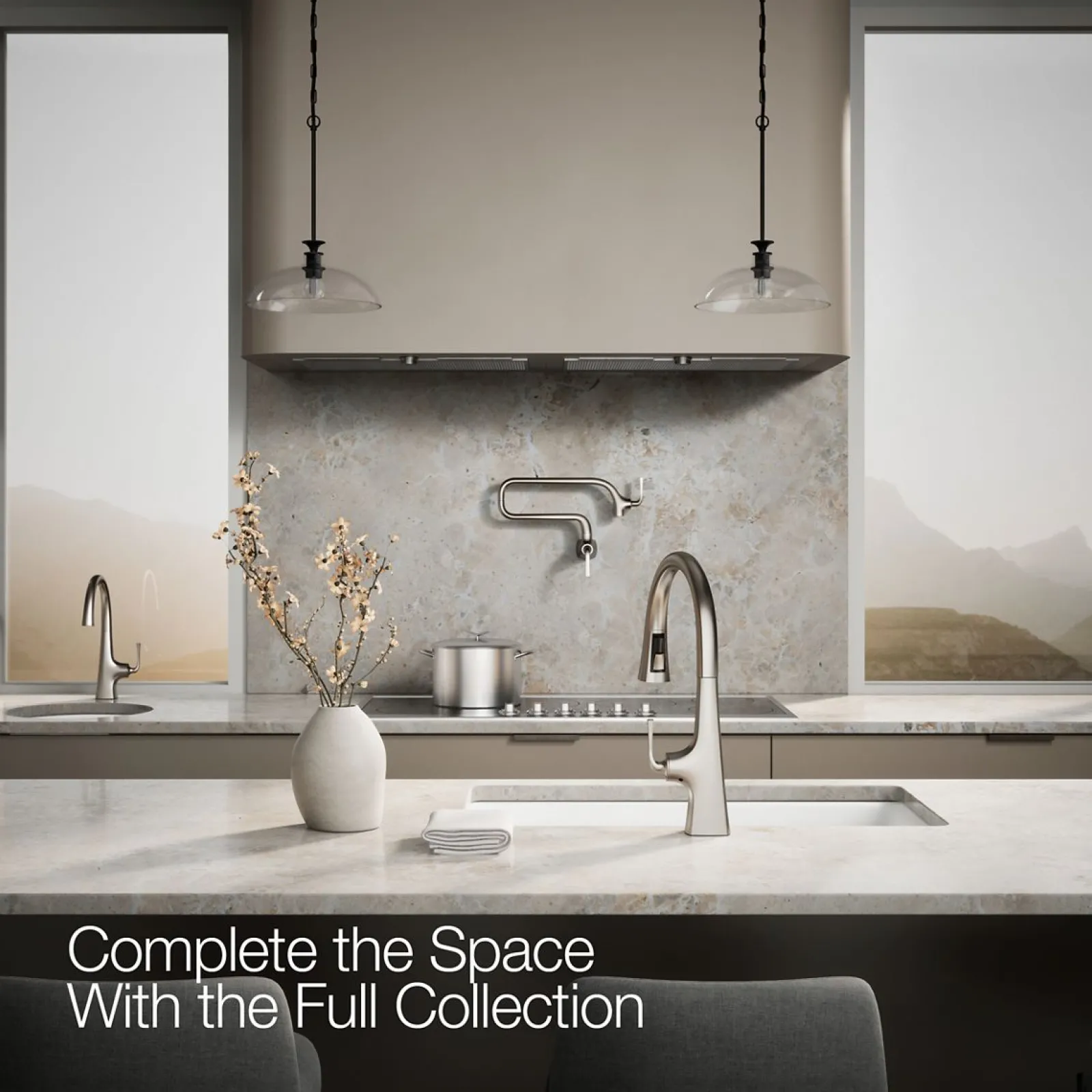 Touchless pull-down kitchen sink faucet with three-function sprayhead^Kohler