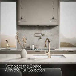 Touchless pull-down kitchen sink faucet with three-function sprayhead^Kohler