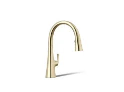 Touchless pull-down kitchen sink faucet with three-function sprayhead^Kohler