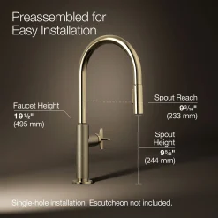 Touchless pull-down kitchen sink faucet with two-function sprayhead^Kohler Hot