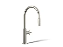 Touchless pull-down kitchen sink faucet with two-function sprayhead^Kohler Hot