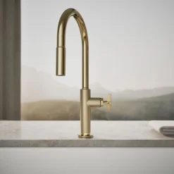 Touchless pull-down kitchen sink faucet with two-function sprayhead^Kohler Hot