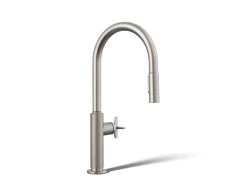 Touchless pull-down kitchen sink faucet with two-function sprayhead^Kohler Hot