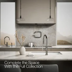 Touchless pull-down kitchen sink faucet with two-function sprayhead^Kohler Hot