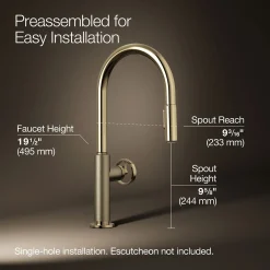 Touchless pull-down kitchen sink faucet with two-function sprayhead^Kohler Online
