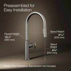 Touchless pull-down kitchen sink faucet with two-function sprayhead^Kohler Online