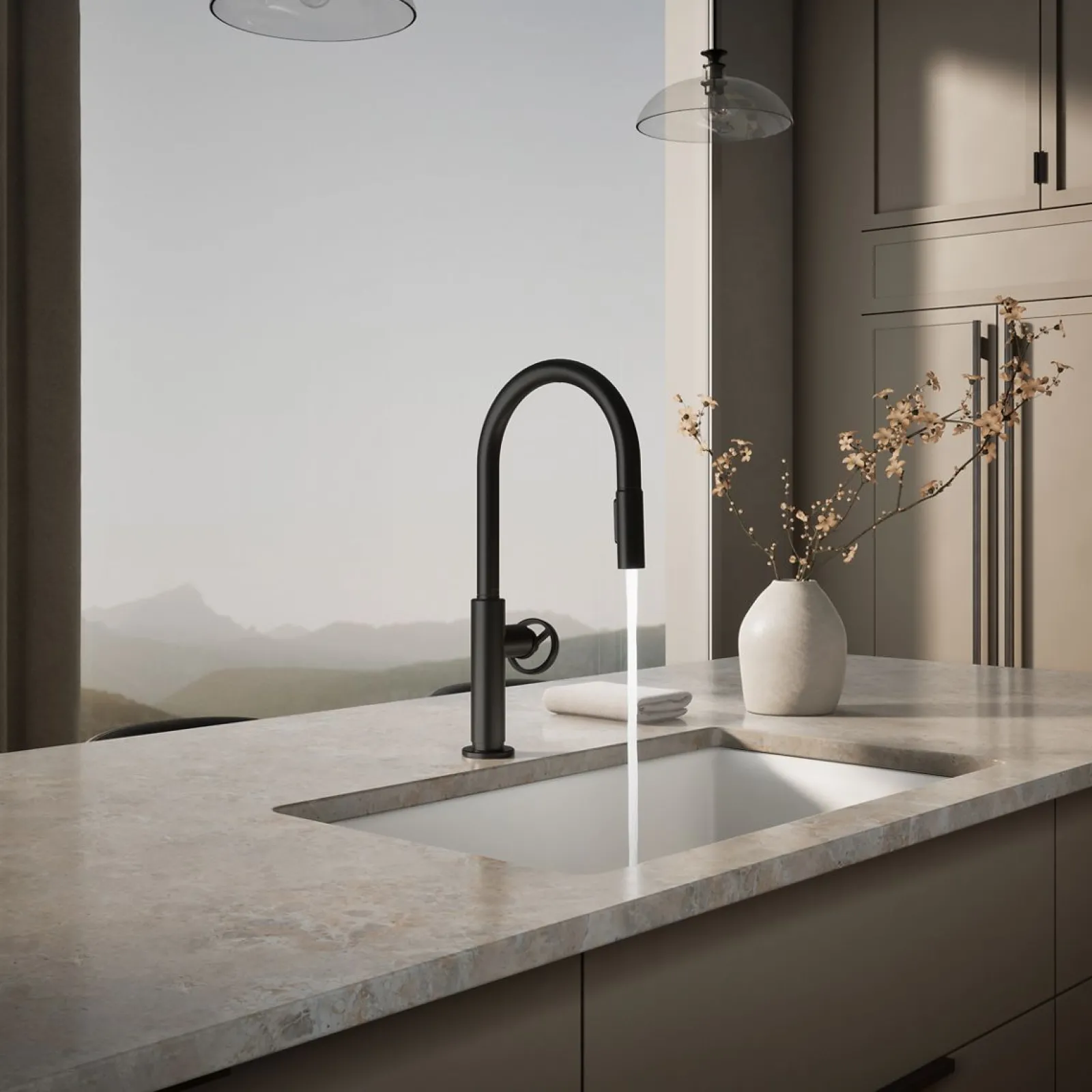 Touchless pull-down kitchen sink faucet with two-function sprayhead^Kohler Online