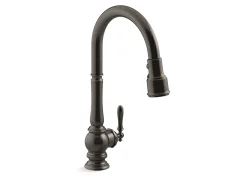 Touchless pull-down kitchen sink faucet with three-function sprayhead^Kohler
