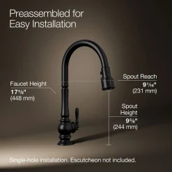 Touchless pull-down kitchen sink faucet with three-function sprayhead^Kohler