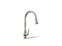 Touchless pull-down kitchen sink faucet with three-function sprayhead^Kohler