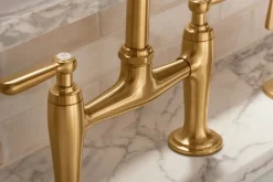 Two-hole bridge kitchen sink faucet with side sprayer^Kohler Discount