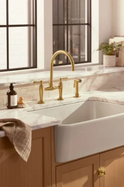 Two-hole bridge kitchen sink faucet with side sprayer^Kohler Discount