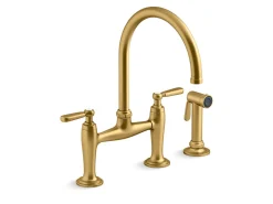 Two-hole bridge kitchen sink faucet with side sprayer^Kohler Discount