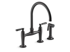 Two-hole bridge kitchen sink faucet with side sprayer^Kohler Discount