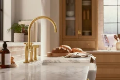Two-hole bridge kitchen sink faucet with side sprayer^Kohler Discount