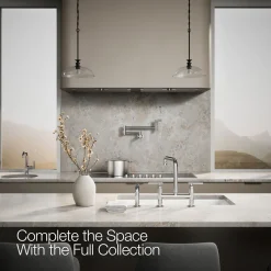 Two-hole bridge kitchen sink faucet with side sprayer^Kohler Hot