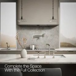 Two-hole bridge kitchen sink faucet with side sprayer^Kohler Hot