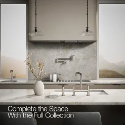 Two-hole bridge kitchen sink faucet with side sprayer^Kohler Hot
