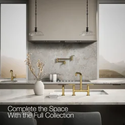 Two-hole bridge kitchen sink faucet with side sprayer^Kohler Hot