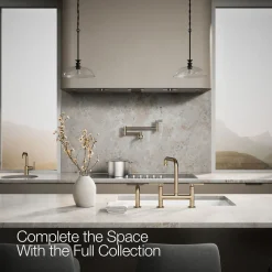 Two-hole bridge kitchen sink faucet with side sprayer^Kohler Hot