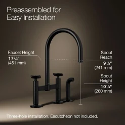 Two-hole bridge kitchen sink faucet with side sprayer^Kohler Discount