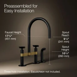 Two-hole bridge kitchen sink faucet with side sprayer^Kohler Discount