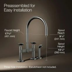 Two-hole bridge kitchen sink faucet with side sprayer^Kohler Discount