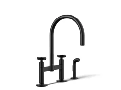 Two-hole bridge kitchen sink faucet with side sprayer^Kohler Discount