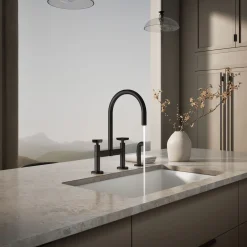 Two-hole bridge kitchen sink faucet with side sprayer^Kohler Discount