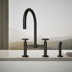 Two-hole bridge kitchen sink faucet with side sprayer^Kohler Discount