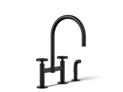 Two-hole bridge kitchen sink faucet with side sprayer^Kohler Best