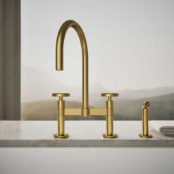 Two-hole bridge kitchen sink faucet with side sprayer^Kohler Best