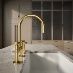 Two-hole bridge kitchen sink faucet with side sprayer^Kohler Best