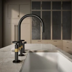 Two-hole bridge kitchen sink faucet with side sprayer^Kohler Best