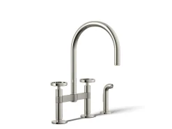 Two-hole bridge kitchen sink faucet with side sprayer^Kohler Best