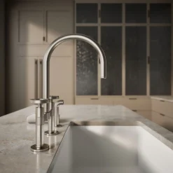 Two-hole bridge kitchen sink faucet with side sprayer^Kohler Best