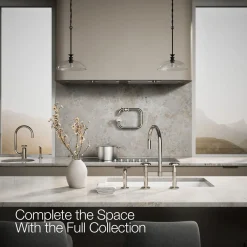 Two-hole bridge kitchen sink faucet with side sprayer^Kohler Best