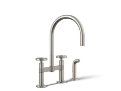 Two-hole bridge kitchen sink faucet with side sprayer^Kohler Best