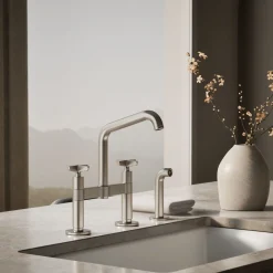 Two-hole bridge kitchen sink faucet with side sprayer^Kohler Online